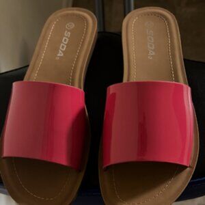 Soda Efron Hot Pink Patent Leather Sandals